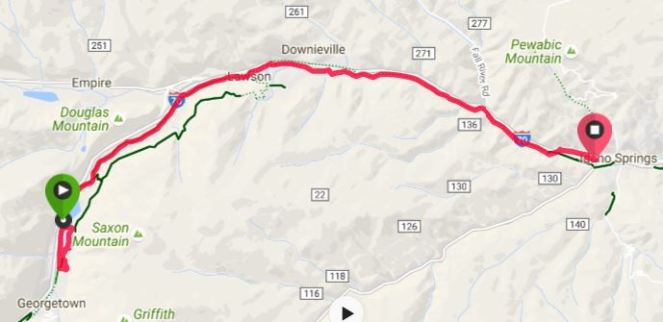 Georgetown to Idaho Springs Map